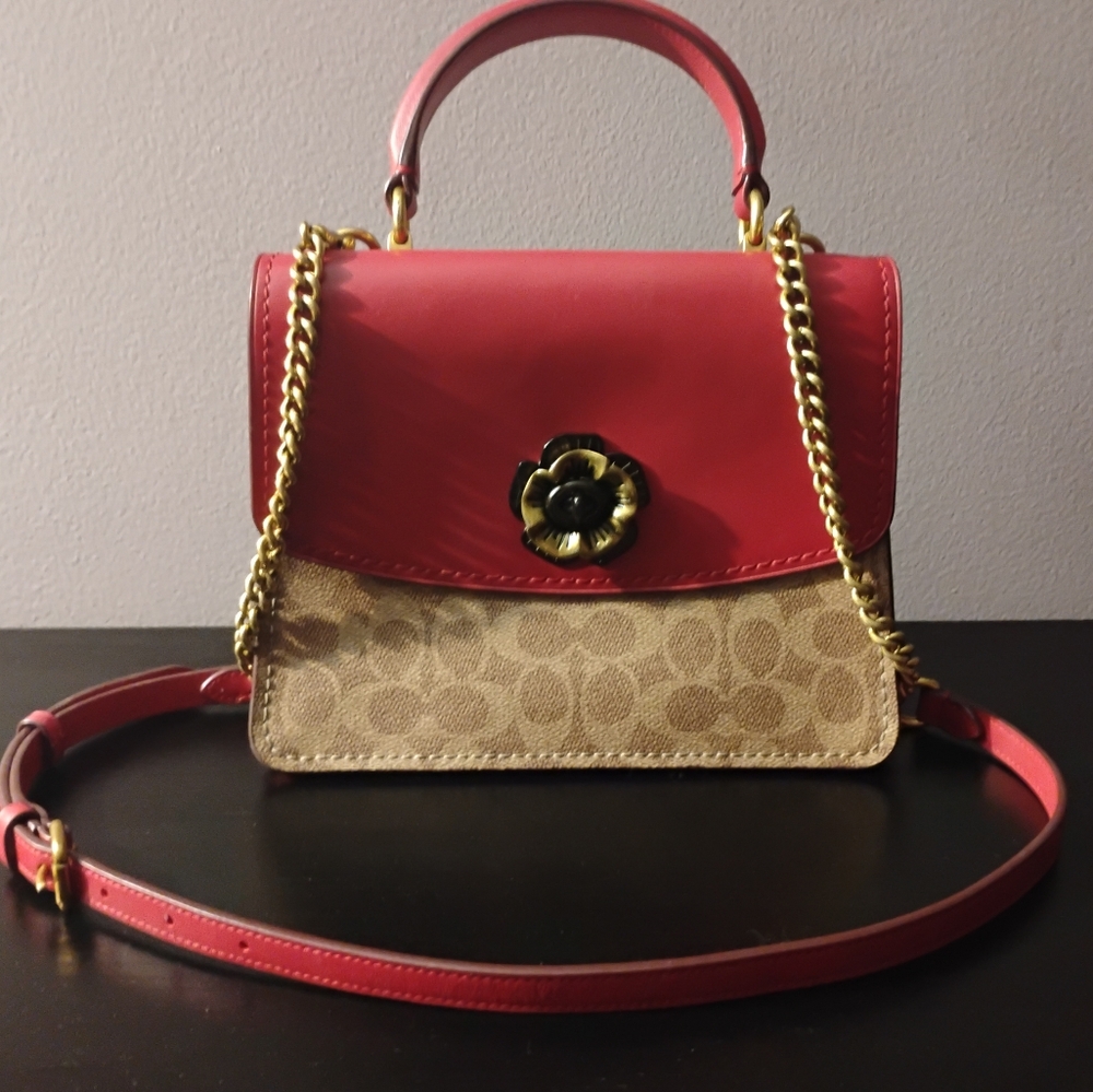 Coach Parker Rare Convertible Bag W/ Tearose Turnlock Very EUC.. Retail For $699